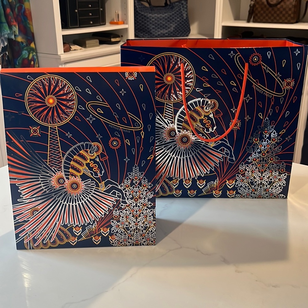 Hermès box and shopping bag